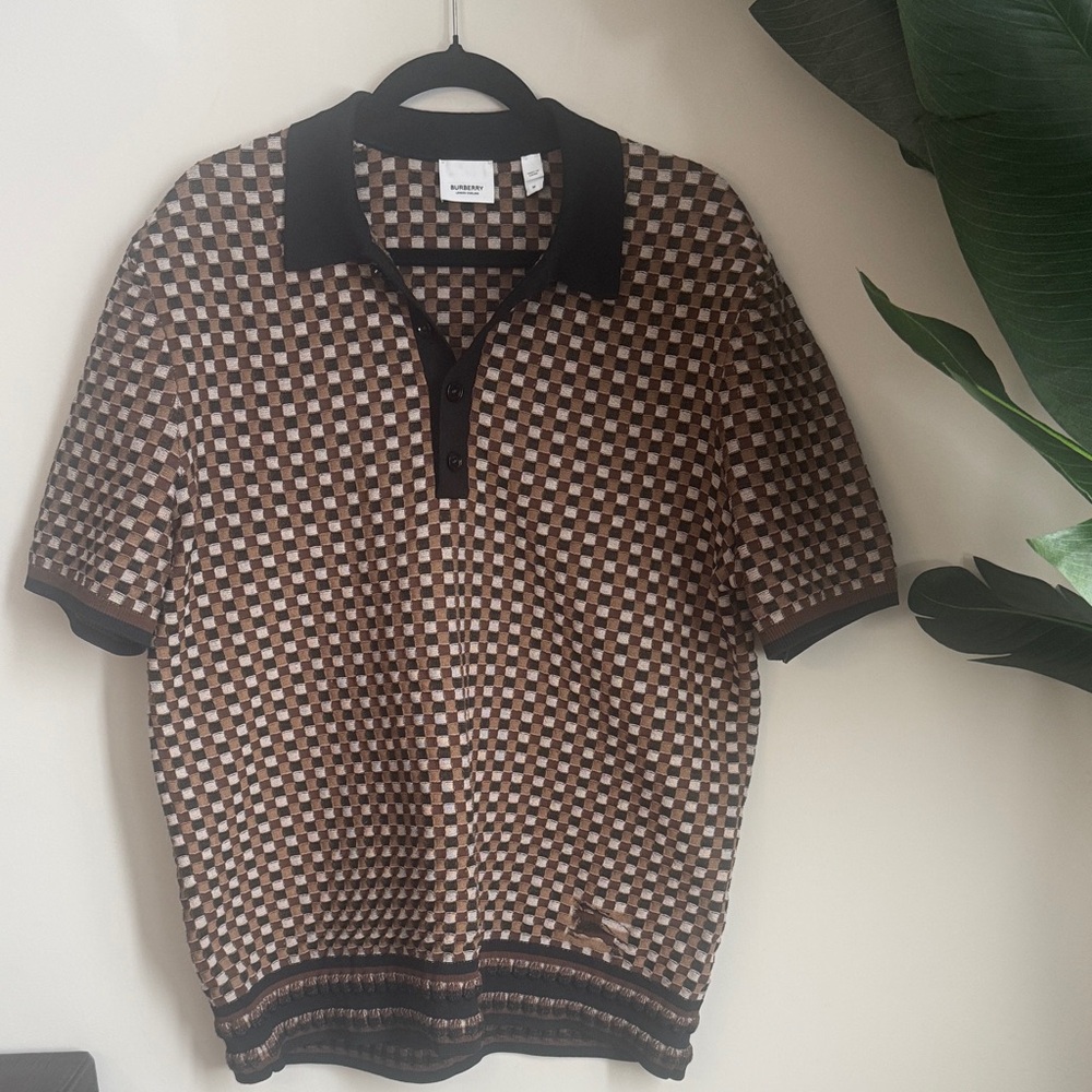 Burberry Brown and Black Checkered Polo Shirt